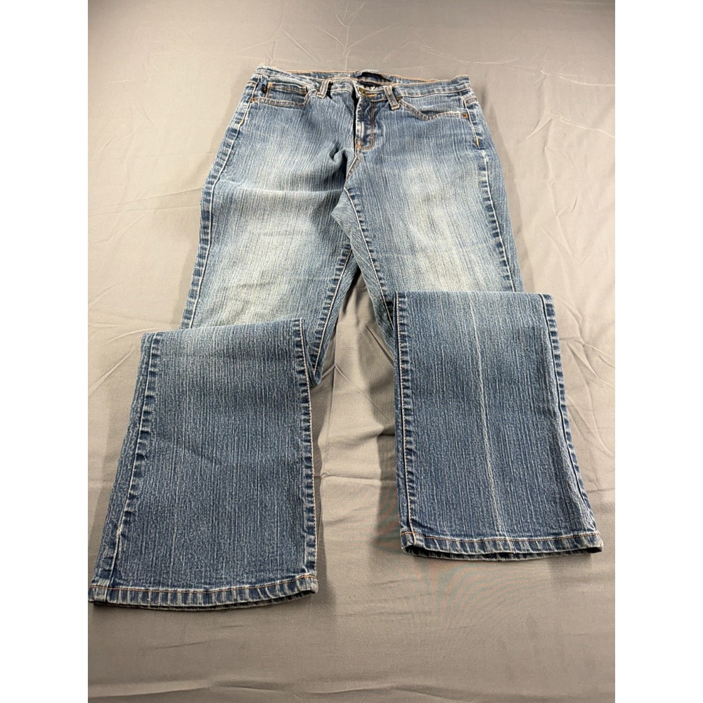 Jeanstar Womens Jeans 30x31 Flare Bell Bottom Y2K Stretch Low Rise Blue Denim